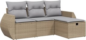 vidaXL 4 részes vegyes bézs polyrattan kerti ülőgarnitúra párnákkal