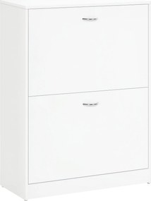 HOMCOM Modern Cipőtároló Szekrény Előtérhez, 2 Fiókkal és Állítható Polcokkal, 60x24x80 cm, Fehér | Aosom