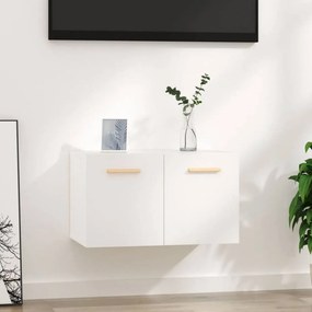Magasfényű fehér szerelt fa faliszekrény 60 x 36,5 x 35 cm