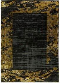 180x270 cm Puha Fekete Arany Grafit Szőnyeg