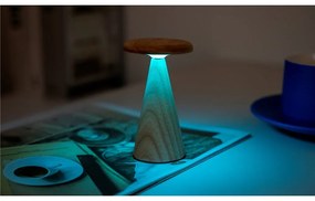 Natúr színű LED asztali lámpa fa búrával (magasság 14 cm) Sylva – Gingko