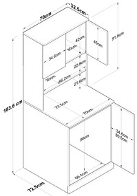 Kira White and Walnut szekrény a mosógép fölé