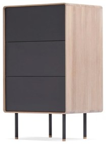 Fekete-natúr színű tölgyfa magas komód 60x100 cm Fina – Gazzda