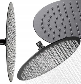 Esőztető Zuhanyfej Acél Vékony Kerek Slim Zuhany Fekete 30CM