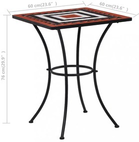 terrakotta és fehér kerámia mozaikos bisztróasztal 60 cm
