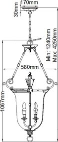 Hinkley Lighting CAMBRIDGE HK-CAMBRIDGE-P-L Függőlámpa 3x60W/E14