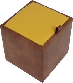 Box puff - műbőr, konyak/sárga - 8070/22168 R