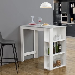 [en.casa] Elegáns bárasztal három italtartó polccal Danderyd 120 x 60 x 105,5 cm melaminborítású rétegelt farostlemezből, fehér, betonszínű asztallappal