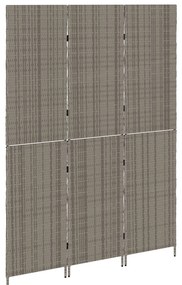 Szobaelválasztó 3 paneles Összecsukható Szürke 147x180 cm Poly Rattan