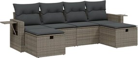 vidaXL 6 részes szürke polyrattan kerti ülőgarnitúra párnákkal