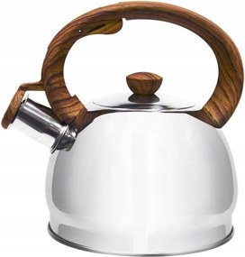 Acél vízforraló síppal barna fogantyúval indukciós gáztűzhelyhez