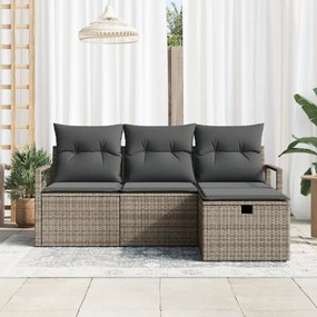 4 darabos kertikanapé szett párnákkal Szürke Poli Rattan