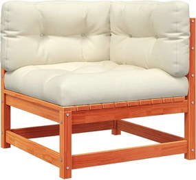 vidaXL viaszbarna tömör fenyőfa kerti sarokkanapé párnákkal