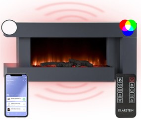 Klarstein Studio Light & Fire 2 Smart, kandalló, 1000/2000 W, MDF, WiFi Control