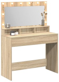 LED-es lámpás öltözködőasztal Sonoma tölgy 100x41x135 cm
