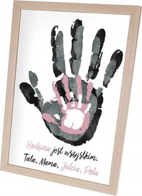 Poszter "a család minden" 4 személyes, bézs keretben