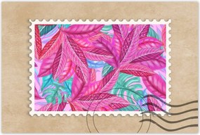 Poszterek 90x60 Rózsaszín fújt levelek