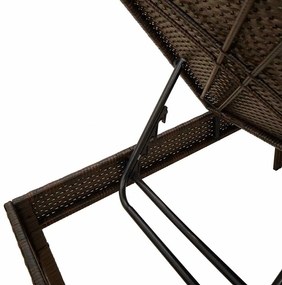 barna polyrattan napozóágy párnával 55x200x44 cm