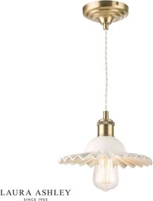 LAURA ASHLEY 3756097-Q BECA Klasszikus Függesztett Lámpa Antik Sárgaréz, Fehér E27 IP20