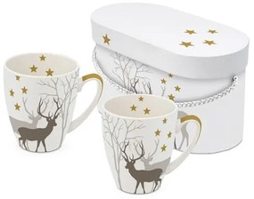 PPD.360102824 Porcelánbögre 0,35l dobozban,2db-os, Winter Deers white