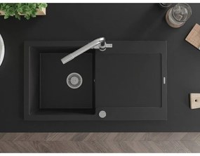 Mexen Leo, gránit mosogató 900x500x190 mm, 1 kamrás és Duero króm csaptelep, fekete, 6501-77-671600-00