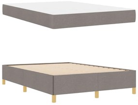 Boxrugós ágy matracmal Taupe és fehér 140 x 190 cm szövet