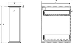 Cersanit S1022-007 - Falra szerelhető fürdőszobai szekrény MILLE 20x45 cm matt fekete