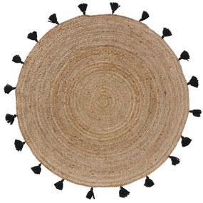 Fekete-natúr színű kerek szőnyeg ø 120 cm Shira – douceur d'intérieur
