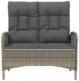 szürke polyrattan dönthető kerti pad párnákkal 107 cm