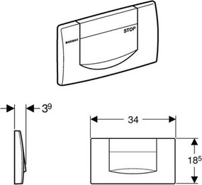 Geberit 115.222.11.1 - 200F öblítő nyomólap 34x18,5 alpesi fehér