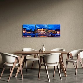 Egy kép Hoi An éjszakai városáról, Vietnam (órával) (90x30 cm)