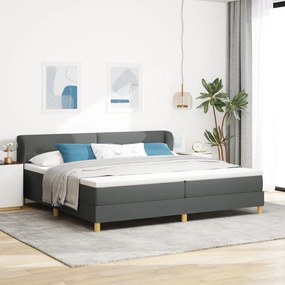 Boxspring Ágy Matraccal - Sötétszürke, 200x200 cm Szövet