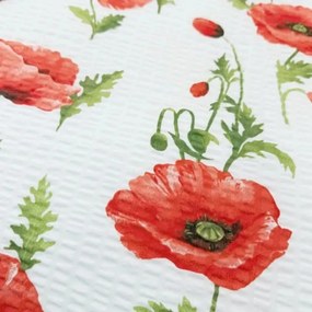 Fehér pipacsok krepp ágyneműhuzat TiaHome - 1x Párna 90x70cm, 1x Paplan 140x200cm