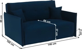 Kinyitható 3-as ülés, párizsi kék szövet Riviera, ALANA