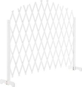 Rácsos térelválasztó panel, fehér/fa, 250 cm, KEJLY