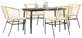 vidaXL 5 észes barna polyrattan üveg kerti étkezőgarnitúra párnával