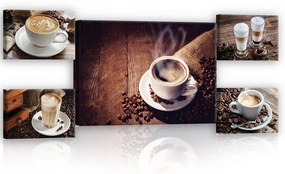 Vászonkép, 5 darabos Kávé variálható elrendezésben