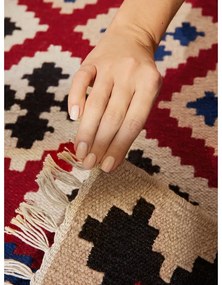 Piros kétoldalas kézi szövésű gyapjú futószőnyeg 60x190 cm Kamal Rami – Nouristan