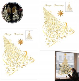 Karácsonyfa alakú ablakmatricák üvegre Arany Statikus matricák 2db