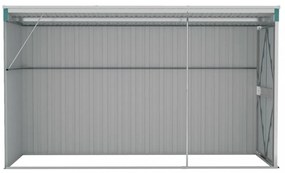 zöld acél falhoz erősíthető kerti fészer 118 x 288 x 178 cm