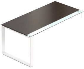 Creator asztal 180 x 90 cm, fehér alap, 1 láb, wenge