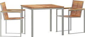 vidaXL Kert étkező szett 3 pcs Barna Tömör Teakfa