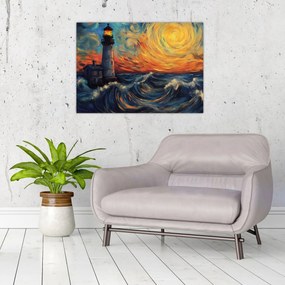 Kép - Világítótorony a hullámokban (70x50 cm)