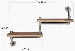 Fali polc BORURAF 35x75 cm fenyő