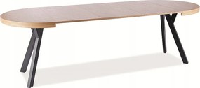 Domingo összecsukható asztal tölgy/fekete 100-250cm étkező Sig