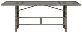 szürke polyrattan üveglapos kerti asztal 190 x 80 x 75 cm