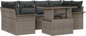 vidaXL Kerti Kanapé Szett párnával tárolóval 7 pcs Szürke Poly Rattan
