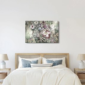 Virágok képe egy fából készült kerékpáron (90x60 cm)