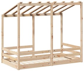 tömör fenyőfa gyerekágy tetővel 70 x 140 cm