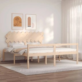Tömör fa ágy időseknek fejtámlával Super King Size